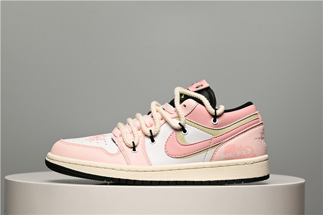 Women's Running Weapon Air Jordan 1 Low Pink/White Shoes 0381